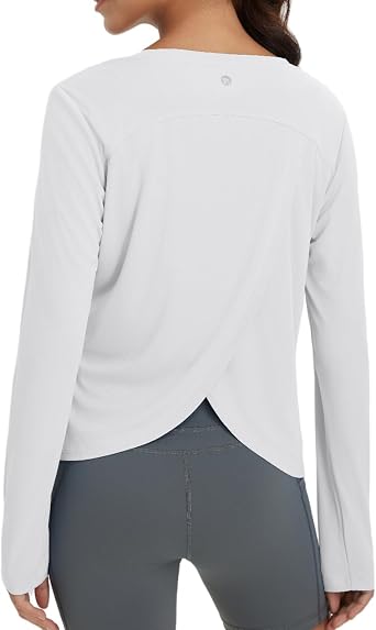 baleaf Womens Long Sleeve Workout Tops Running Sun Shirts Split Back | UPF 50+, Quick Dry, Lightweight, Breathable, Moisture-wicking, SPF, UV, for Athletic, Gym, Hiking, Tennis, Outdoor
