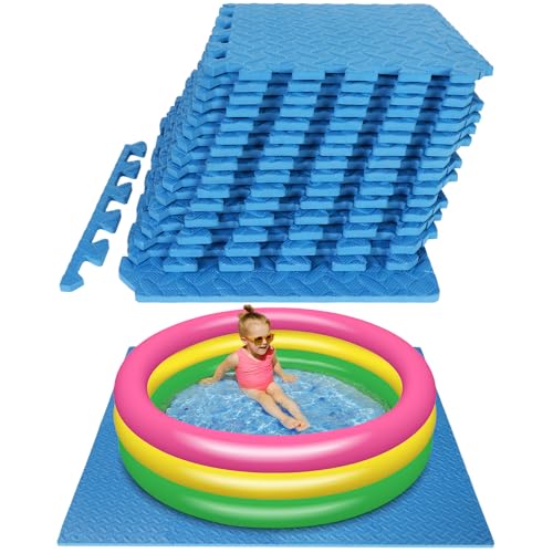UJG 16PCS Puzzle Kiddie Pool Pad, Kids Pool Pads for Above Ground Pool, Baby Pool Liner Pad, EVA Interlocking Foam Toddler Pool Mat for Above Ground Swimming Pools, Suitable for Kid Pools
