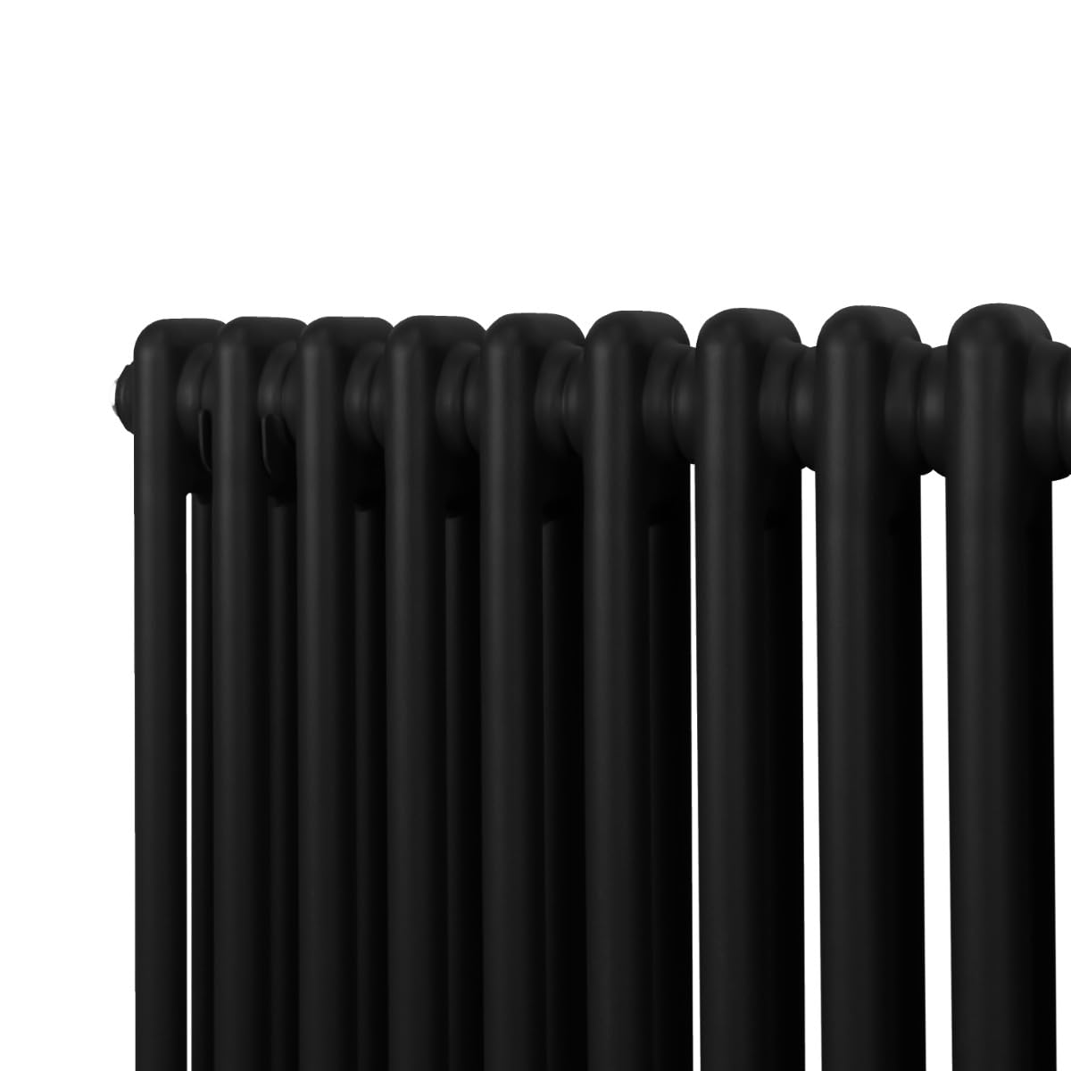 Radiador Tradicional Horizontal de 2 columnas 600mm x 1012mm | Negro Mate | Acero | Montado en pared | Kit de fijación y soportes + Cepillo de limpieza GRATIS | Calefacción estufa calefactor
