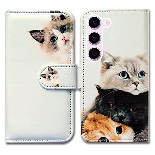 Bcov Galaxy S23 Plus Case, Cute Brown Cat Leather Flip Phone Case Wallet Cover with Card Slot Holder Kickstand for Samsung Galaxy S23 Plus