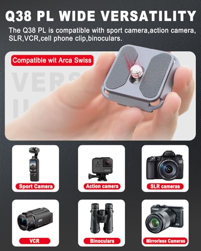 Image of IFOOTAGE Quick Release Kit Q38,Square Arca Swiss 38mm Quick Release Plate, Aluminum Alloy, Compatible SLR,VCR,Mirrorless Cameras,Cell Phone Clips