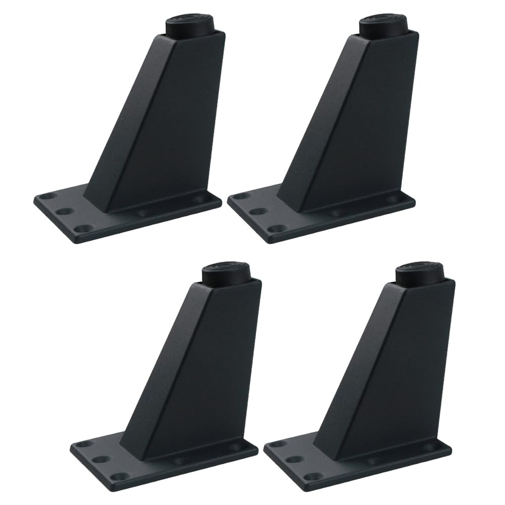 Globellapro 4PCS Adjustable Triangle Furniture Feet 80mm Aluminum Alloy Furniture Legs Replacement Support Feet with Screws for Sofa Table Cabinet Black
