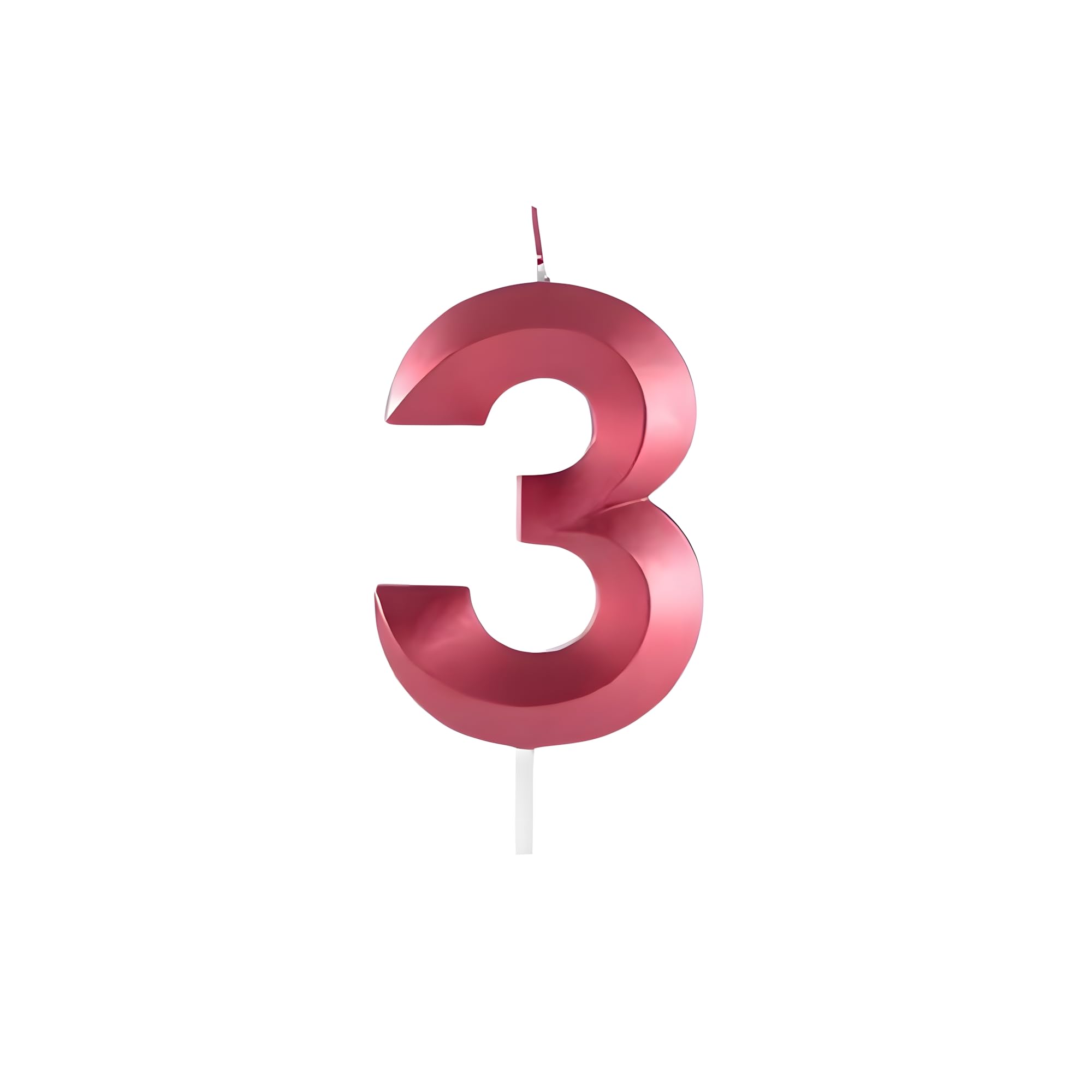 Juzfun Birthday Candles 3 Metallic Red Number Third Year Year Anniversary Party Cake Topper Decoration Size Width 3.5 x Height 5 cm