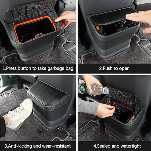 Image of PACEWALKER Car Trash Can for Toyota Sienna 2024 2023 2022 2021 Modification Waterproof in- Trash can for Toyota Sienna 2021-2024 Accessories Black