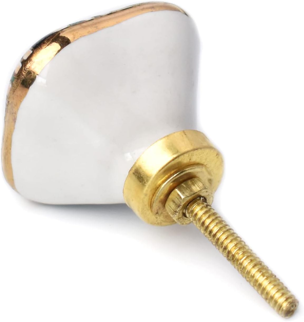 Ceramic Art Deco Gold Kitchen Cabinet Drawer Knobs Ceramic Wardrobe Door Knobs Pull Handles (4)