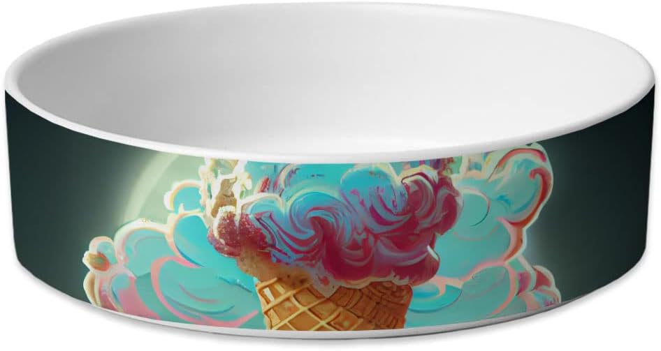 Ice Cream Themed Pet Bowl - Printed Dog Bowl - Digital Art Pet Food Bowl