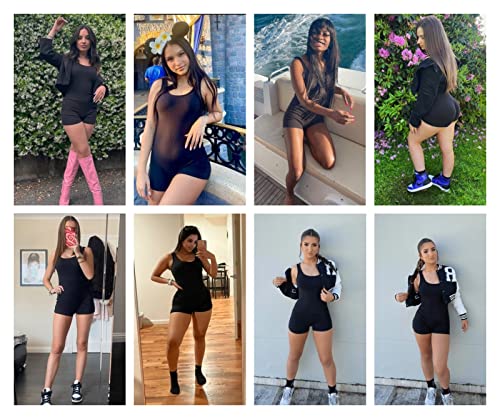 Soly Hux Women's Summer Ribbed Sleeveless Tank Bodycon Romper Short Yoga Jumpsuit Catsuit Playsuit Black Petite Xs #TOP5