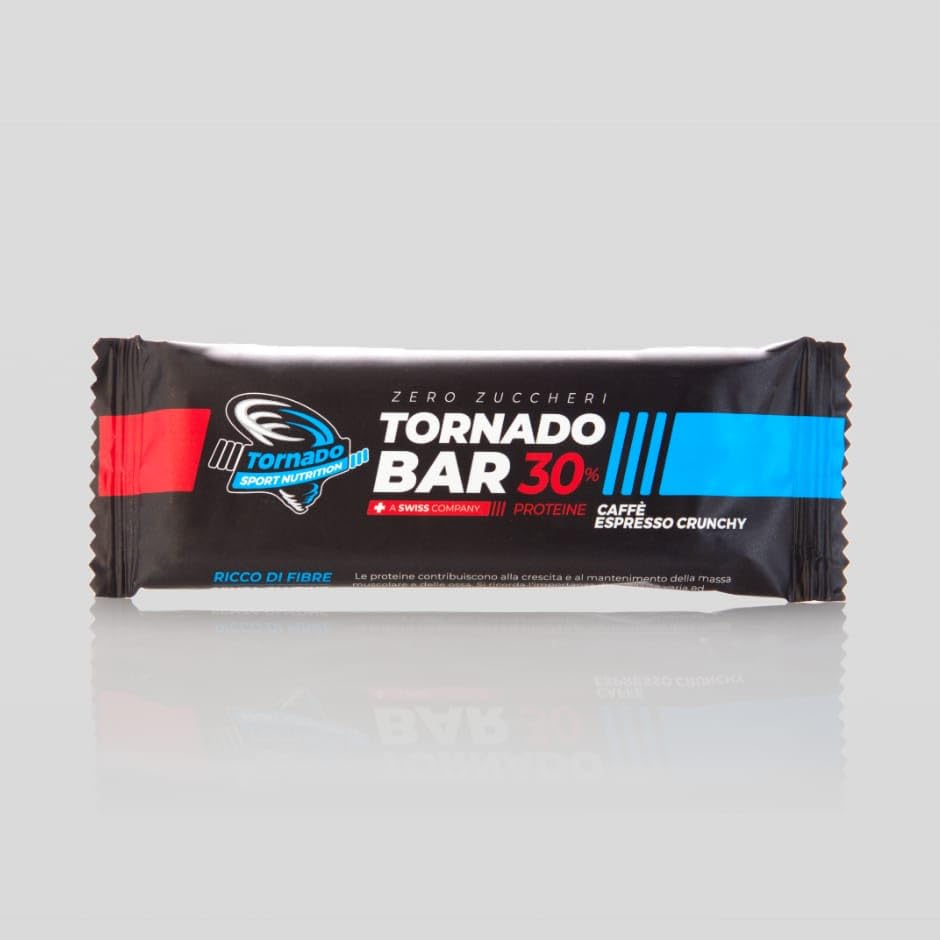 Tornado | TORNADOBAR 30% | Barretta Proteica da 30 g | Barretta Gusto Caffè | Barretta Zero Zuccheri | Barretta con Proteine del Pisello | crescita e mantenimento massa muscolare ed ossa