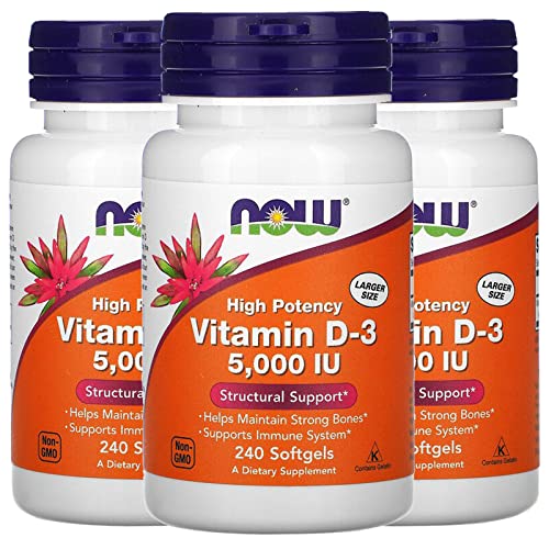 Now Vitamin D-3 5000 IU, 240 Softgels, Pack of 3 Now Vitamin D-3 5000 IU, 240 Softgels, Pack of 3