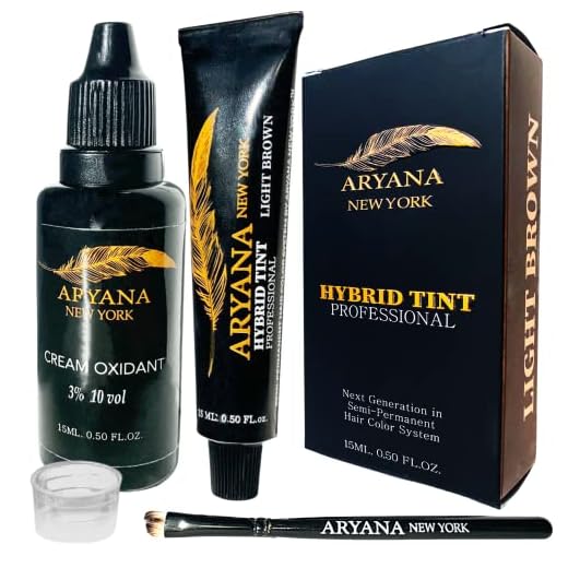 ARYANA NEW YORK Hybrid Professional Eyelash And Eyebrow Color Kit | Professional Instant Hair Color Kit For Lash and Brow | Match made in heaven with Aryana Brow Lamination and Lash Lift Kit | 50 to 100 Applications Per Tube (Light Brown)