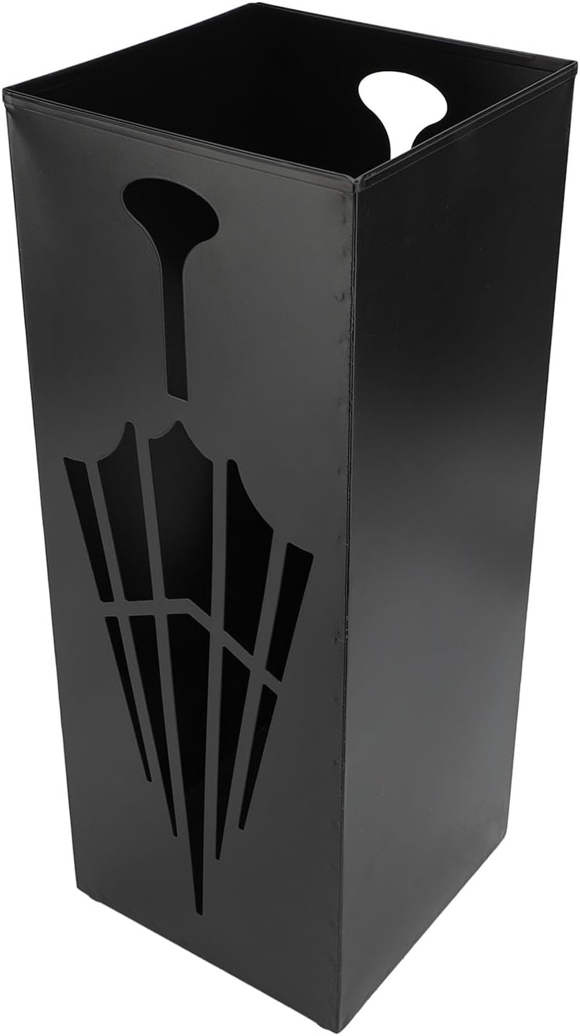 Square Metal Umbrella Holder, Umbrella Stand Rack for Entryway with Hollow Pattern, Fast Drying Rack Holder for Office and Entryway (Black)