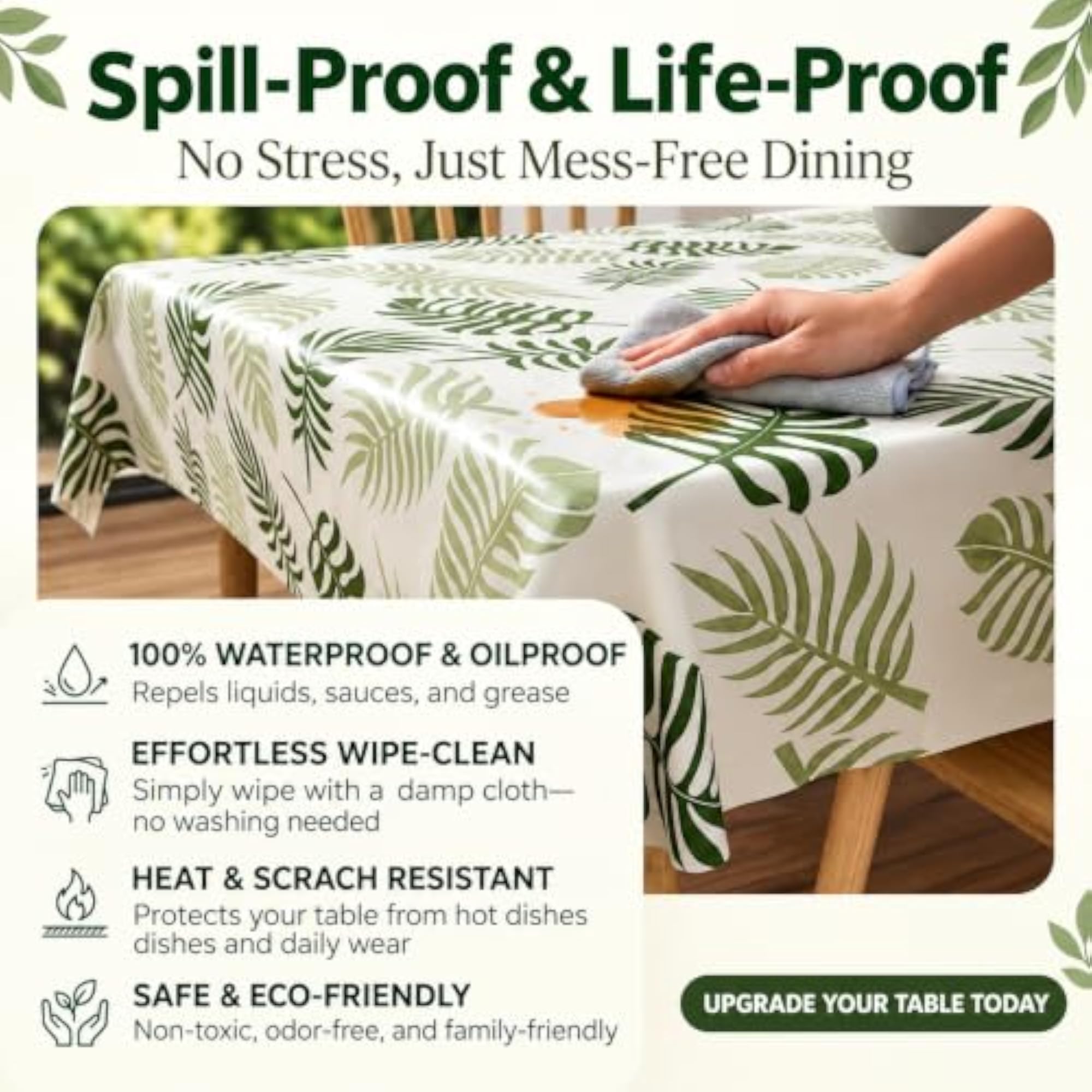 Premium PVC Center Table Cover, 40x60 inch for Dining