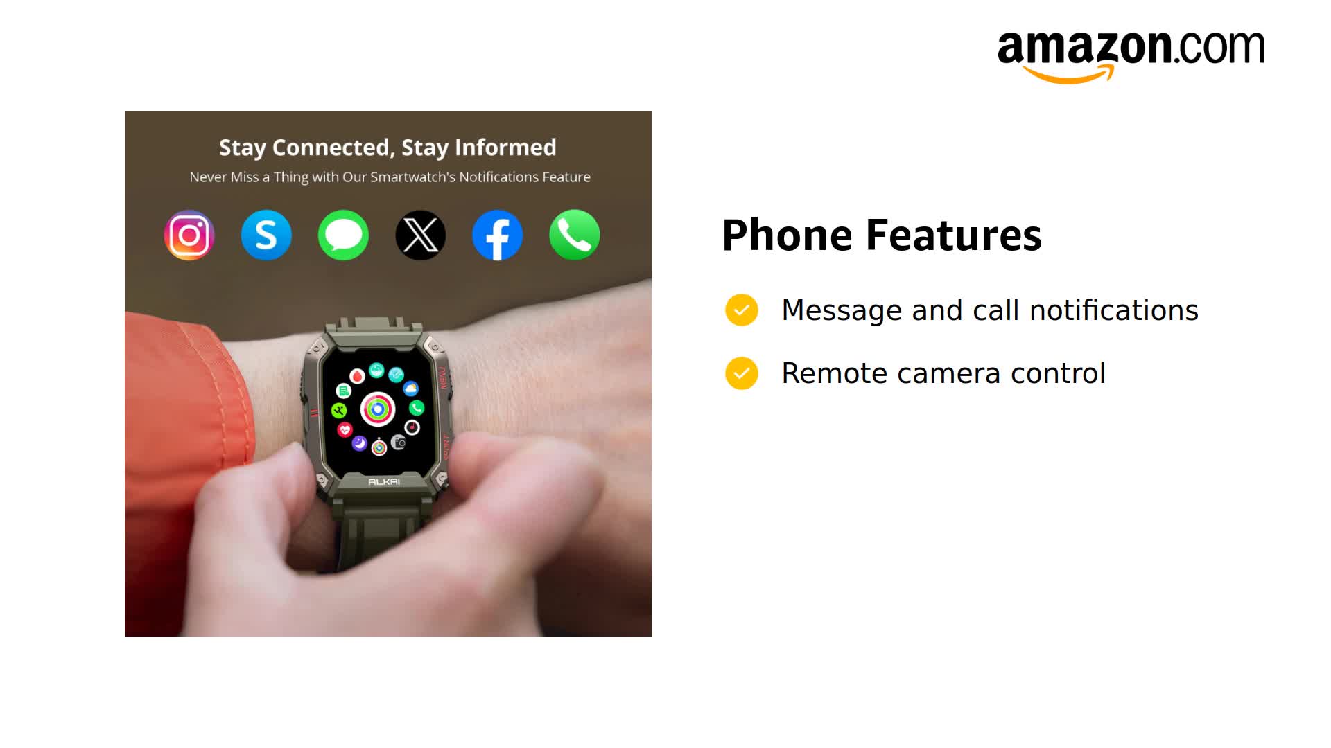 Amazon.com: ALKAI Smart Watch Rugged and Military with 5ATM