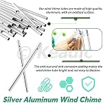 Keadic 60 Pcs Wind Chimes Making Kit Contains Metal Silver Tubes, Windchime String, Transparent Top Circles and Swivel Hooks Clips Wind Chime Tubes Parts Supplies for DIY Hanging Ornament