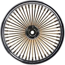 FatFlex 18"3.5" Golden Vacuum Plated Rear Wheel GOLD Fat Spoke Stainless Steel Spokes with Chrome Rim for Harley Dyna/Softail/Sportster 2008+ ABS & 2008 Touring With ABS