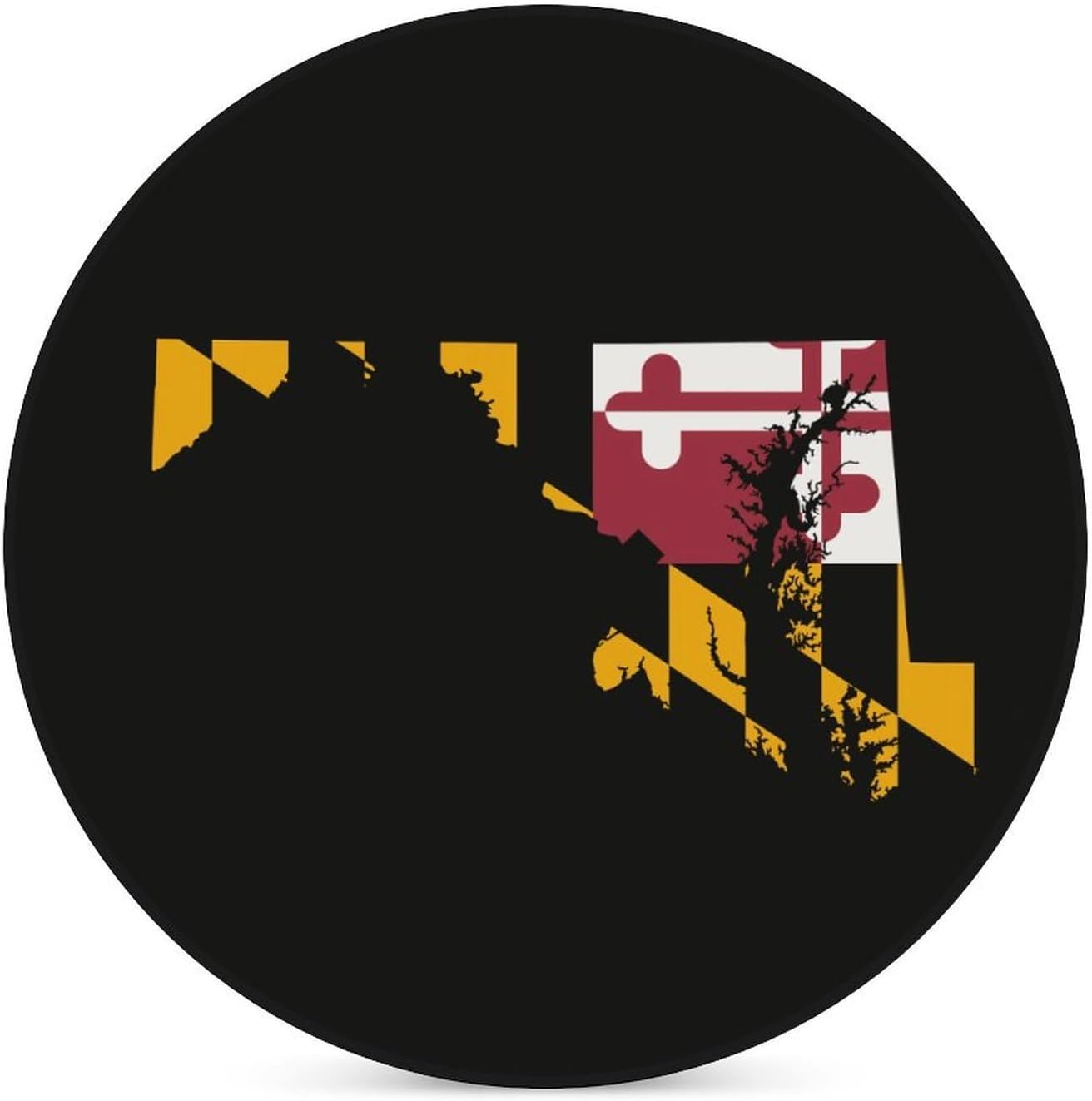 Flag Map of Maryland Round Ceramic Coasters Print Drinks Absorbent with Cork Base for Home Decor Gifts 4 Inch