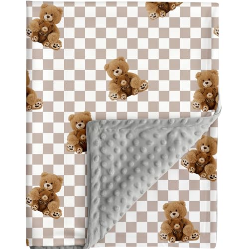 FIGEPO Bear and Buffalo Check Plaid Baby Blanket Gender...