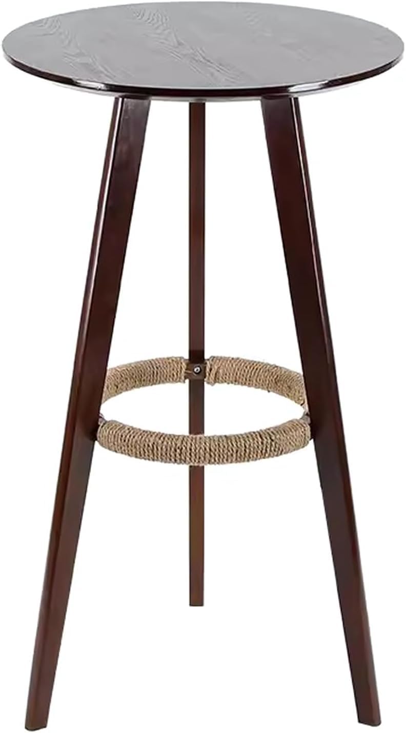 Grandes tables de bistrot rondes en bois marron avec plateau robuste et hauteurs de bar