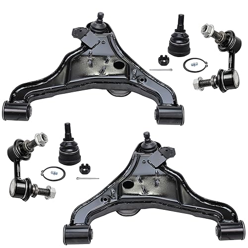 Image of Detroit Axle - 6pc Front End Control Arms Kit for 2005-2018 Nissan Frontier, 2005-2012 Pathfinder, 2005-2015 Xterra, 2 Lower Control Arms w /Ball Joints 2 Upper Ball Joints 2 Sway Bars Replacement