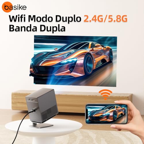 Mini Projetor Portátil, 4K 1080P Full HD Suporte, WIFI 5.8G+2.4G, BT 5.2, Android 12, 12000 Lumens,