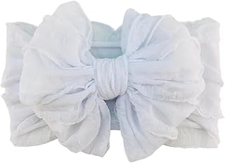 Diadema para el pelo de los niños, de nailon, con lazo grande, color blanco