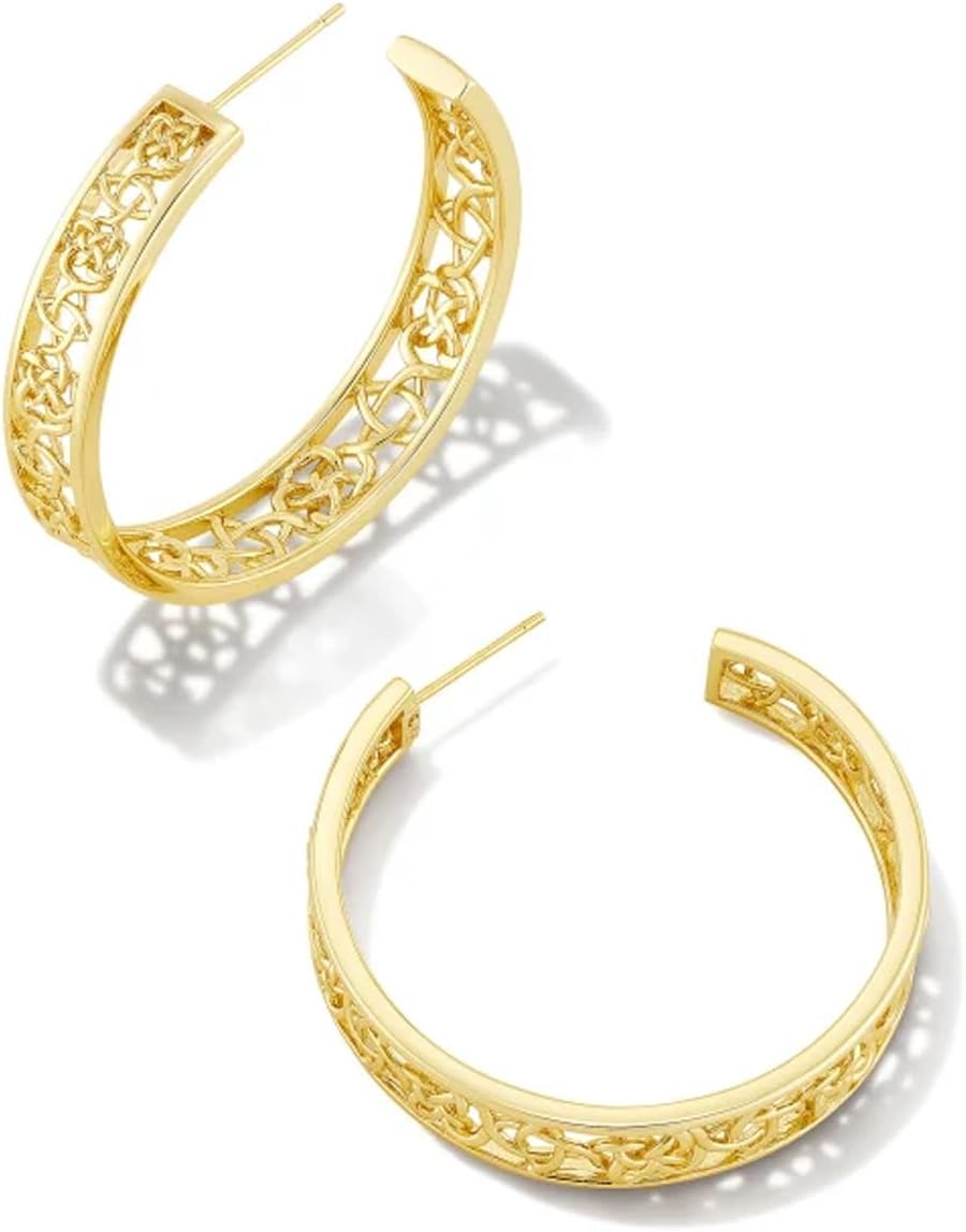 Kendra Scott Kelly Hoop Earring, 14k Gold Plated Brass, Fashion Jewelry for Women