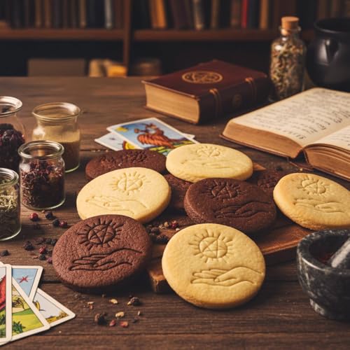 BAKERLOGY Witchy Intentions Cookie Cutter – Hand and Pentagram Biscuit Embosser, Magical Fondant Stamp for Pagan Baking, Feminine Ritual Crafts and Spiritual Occasions