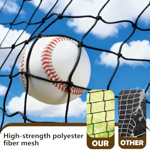IDEATRY 30'x12'x8' Baseball Batting Cage Net – Portable Backyard Practice Softball Net with Pitching Machine Hole, 12.7mm Fiberglass Poles, Open/Close Pitching Port Curtain & Carry Bag by IDEATRY - Image 4