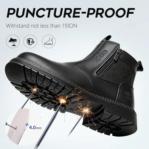 Image of Unisex-Adults Steel Toe Chelsea Boots, Men's Industrial Construction Shoes, Waterproof, Lightweight, Comfortable, Non-slip Safety Boots