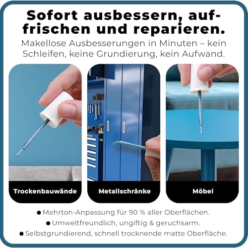 spot. Ausbesserungsfarbe, mattes Finish, für Schränke, Wände, Fenster, Türen und Möbel, 3-Farben-Set passend zu 90% der Oberflächen, Blau… – Ansicht 2