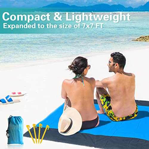 Beach Canopy Beach Tent Pop Up Shade 11X11 FT Portable Sun Shelter Extra Beach Blanket Stable Sun Protection with Carry Bag Easy Set Up for Family Outdoor Camping Fishing Backyard Picnics - Thumbnail 2