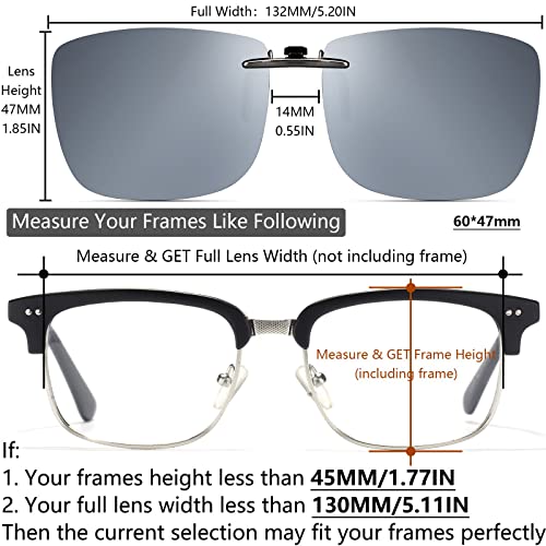 Image of Polarized Clip On Sunglasses Over Prescription Glasses Men Women Compact Fit Non-Flip Up