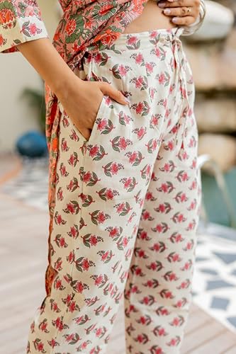 Image of MIRCHI FASHION Women's Straight Fit Pure Cotton Embellished Floral Printed Kurta Set with Dupatta and Trouser