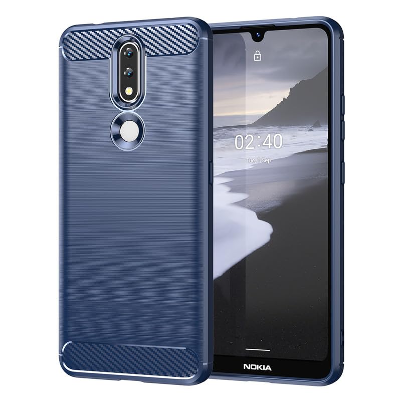 Image of Hybrid Carbon Fiber Back Case for Nokia 2.4 (Blue)
