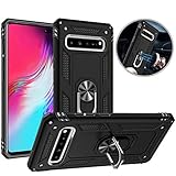 Ouba Galaxy S10 5G Case, [Dual Layer] 360 Degree Rotating Metal Ring Holder Kickstand Scratch Resistant Shockproof Hard Magnetic Car Mount Protective Case Cover for Samsung Galaxy S10 5G - Black