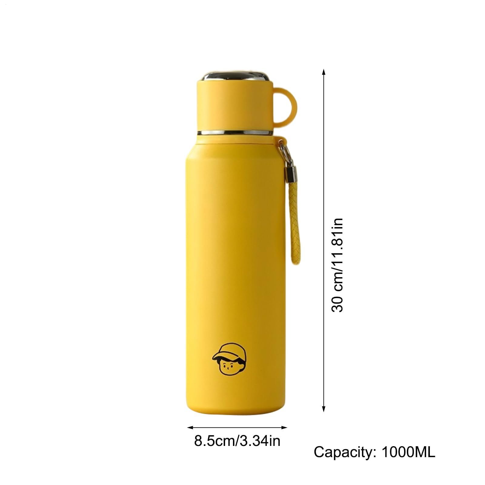 Thermo-Wasserflasche – 1000 ml Edelstahl-Vakuumbecher zum Warm- oder Kalthalten von Getränken, auslaufsicheres Design mit Strohhalmdeckel, Reise-Trinkflasche für Radfahren, Angeln, Büro, Picknick, Sch