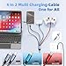 USB A/C Multi Charging Cable, 4in2 USB Cable with Dual Type-C/Lightning/Micro USB, 5FT Travel Charger for Multiple Devices, Phone Charger Cord for iPhone 17/16/15/14, Galaxy, Android Tablet Pad，3Pack