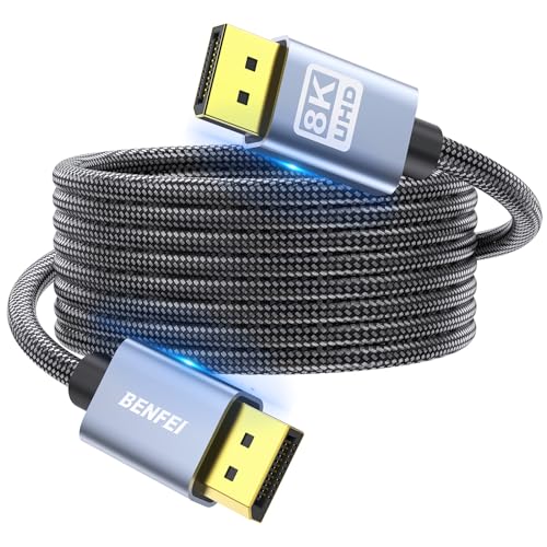 BENFEI DisplayPort to DisplayPort 1.8M Cable, DP to DP Male to Male Cable Gold-Plated Cord, Nylon Braided, Supports 8K@30Hz