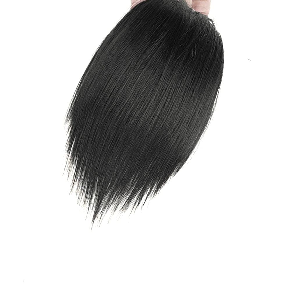 Black Invisible Human Hair Toppers For Women Seamless Clip In Hair Extension Piece Short Fake Fringe Lining of Hair Top Hairpieces Wigs and Accessories - Image 2