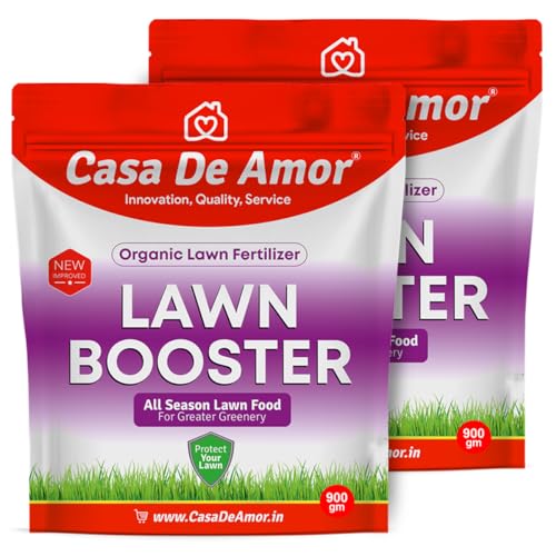 Image of Casa De Amor Organic Lawn Booster | Organic Fertilizer for Lush Green Grass | Eliminates Brown Patches & Strengthens Roots | Easy Dry Application | 2 Packs of 900 gm