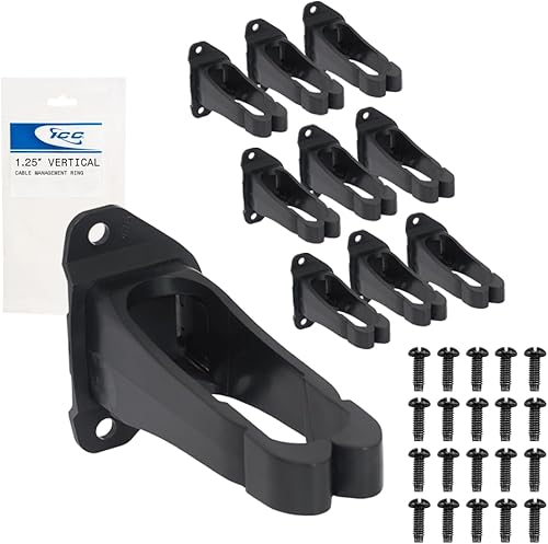 ICC Anillo de plástico de 1.25 pulgadas, vertical, ajuste universal, paquete de 10 Organizador para racks de red y cableado estructurado