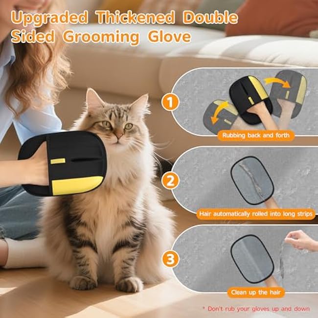 Pet Hair Remover - 2025 New Electrostatic Magic Brush Pet Hair Remover Glove, Reusable Cat & Dog Hair Remover Tool for Clothing, Couch, Furniture, Carpet, Car Seat, Cat Grooming Glove, 2 PCS-J5ewp6Vp
