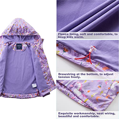 Image of Girls Rain Jackets Waterproof Lightweight Hooded Cotton Kids Outdoor Raincoats Breathable Windbreakers 8-9 Years