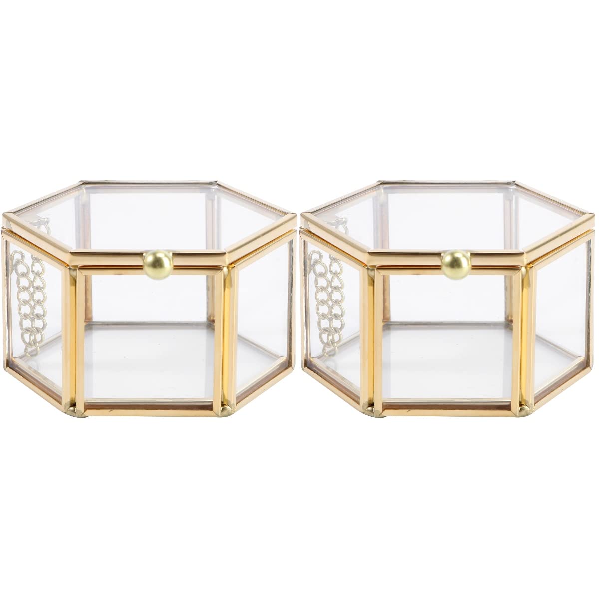 Happyyami 2piezas Caja De Anillos Geométrica De Vidrio Almacenamiento Compacto De Joyería Diseño Transparente Para Anillos De Boda y Viajes