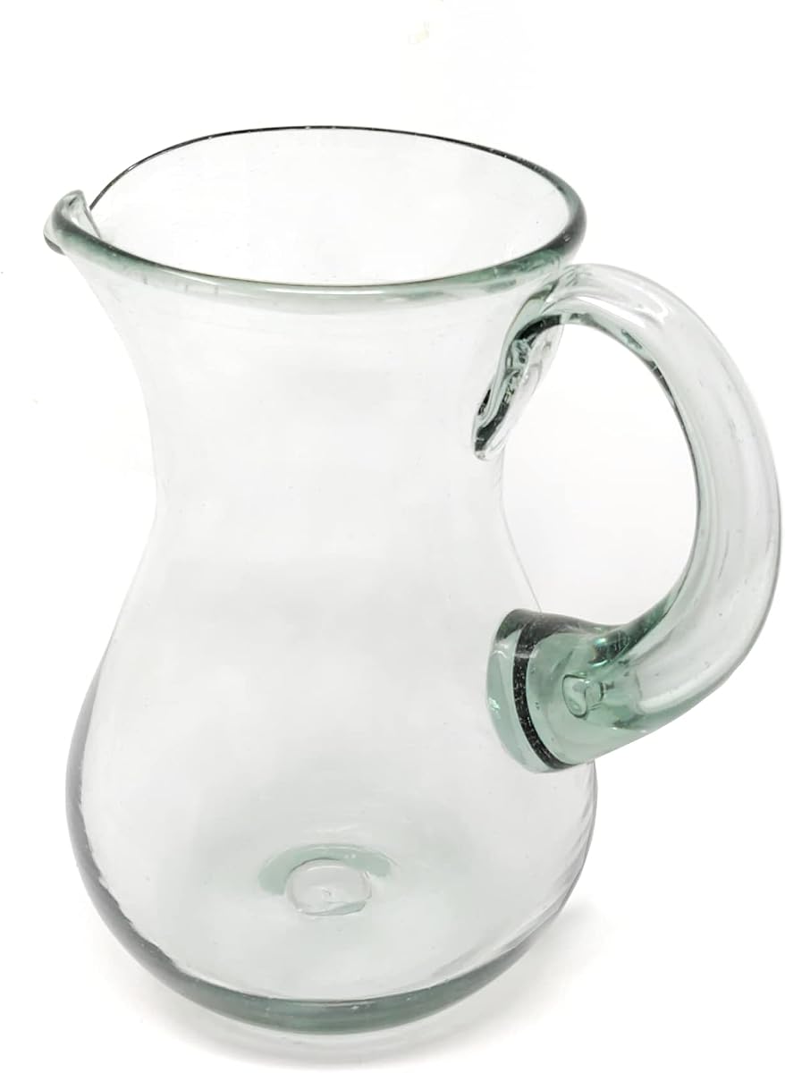 Mexican Hand Blown Glass Pitcher – Natural Clear Design (84 oz)