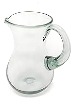 Vista 1 de Mexican Hand Blown Glass Pitcher – Natural Clear Design (84 oz)