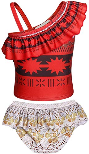 Image of AmzBarley Girls Swimwear 2 Pieces Bathing Suit Ruffle One Shoulder Swimsuits Bikini Set Swimming Skirts
