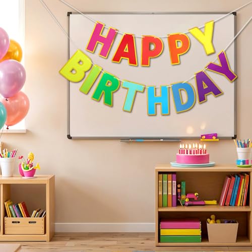 Image of Pre-Strung Happy Birthday Banner - Colorful Party Decorations