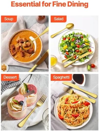 Gold Flatware Set 100 Pieces, 18/0 Stainless Steel Silverware Service for 20, Mirror Polished Cutlery with Dinner Forks, Knives, Spoons, Dessert Forks and Spoons, Dishwasher Safe