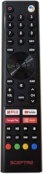 Voice Remote Control 8142026675573B Compatible with Sceptre Google Android TV UMRBX, UMC and SRC Series